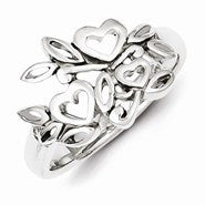 Sterling Silver Hearts and Vine Ring