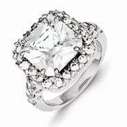 Sterling Silver Fancy Square Cut 12mm x 12mm CZ Ring