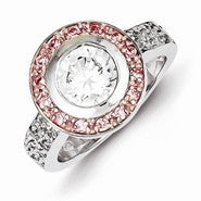 Sterling Silver Pink Vermeil CZ Ring