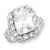 Sterling Silver Emerald Cut 11mm x 10mm CZ with Rnd CZ Round, Size 6, Jewelry Ring