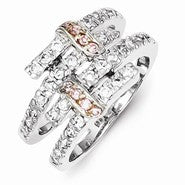 Sterling Silver & Pink Vermeil Polished CZ Ring