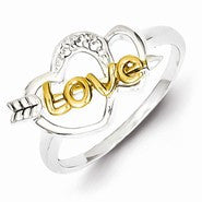 Sterling Silver & Vermeil CZ Love & Hearts Ring