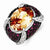 Sterling Silver Antiqued Champagne & Red CZ Ring