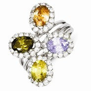 Sterling Silver Multi-color CZ Ring