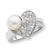 Sterling Silver Imitation Pearl and CZ Ring