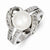 Sterling Silver Imitation Pearl and CZ Ring