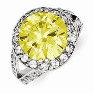 Sterling Silver Yellow & Clear CZ Ring