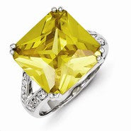 Sterling Silver Yellow & Clear CZ Ring