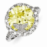 Sterling Silver Yellow & Clear CZ Ring