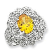 Sterling Silver Yellow & Clear CZ Ring