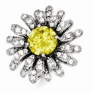 Sterling Silver Yellow & Clear CZ Ring