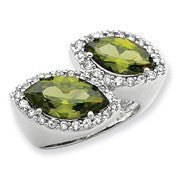 Sterling Silver Green & Clear CZ Ring