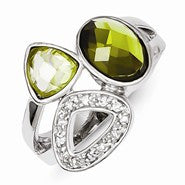 Sterling Silver Olive & Light Green CZ Ring