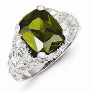 Sterling Silver Green & Clear CZ Ring