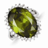 Sterling Silver Green & Clear CZ Ring
