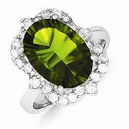 Sterling Silver Green & Clear CZ Ring