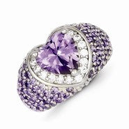 Sterling Silver Purple & Clear CZ Ring