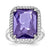 Sterling Silver Rectangle Clear & Purple CZ Ring