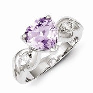 Sterling Silver Lavender Gemstone Heart Ring
