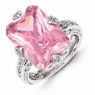 Sterling Silver Pink & Clear CZ Ring