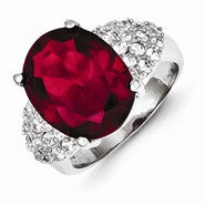 Sterling Silver Red & Clear CZ Ring