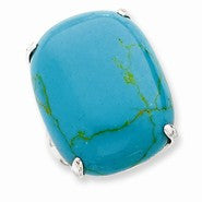 Sterling Silver Rectangle Synthetic Turquoise Ring