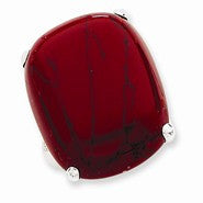 Sterling Silver Rectangle Red Synthetic Turquoise Stone Ring