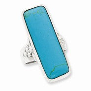 Sterling Silver Rectangle Synthetic Turquoise Ring