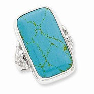 Sterling Silver Rectangle Synthetic Turquoise Ring