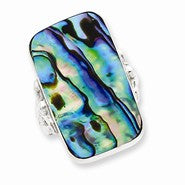 Sterling Silver Rectangle Abalone Ring