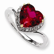 Sterling Silver & 14k Yellow Gold Crimson Red Topaz and Diamond Ring