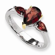 Sterling Silver & 14k Yellow Gold Garnet Ring