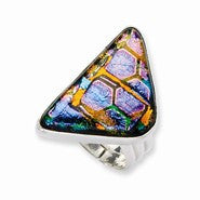 Sterling Silver Dichroic Glass Triangle Shaped Adjustable Ring