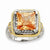 Sterling Silver & Flash Gold-plated Fancy Square Champagne CZ Ring
