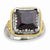 Sterling Silver & Flash Gold-plated Fancy Square Purple CZ Ring