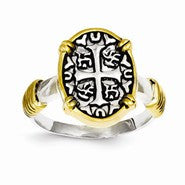 Sterling Silver & Vermeil Cross & Chinese Symbols Ring