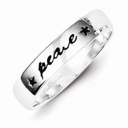 Sterling Silver Antiqued & Polished Peace Ring