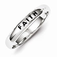 Sterling Silver Antiqued and Polished Faith Ring