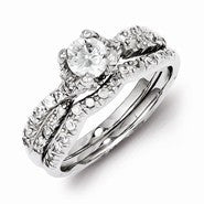 Sterling Silver 2-Piece CZ Wedding Set Ring