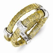 Sterling Silver & Vermeil Wire Wrapped CZ Double Ring