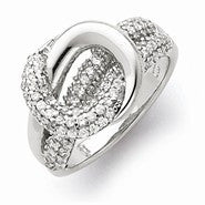 Sterling Silver Polished CZ with Center Knot Ring