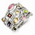 Sterling Silver Multi-Color, Multi-Shaped Gem 5-Strand Ring