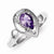Sterling Silver Diamond accent Pear Shaped Amethyst Ring