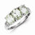 Sterling Silver w/Rhodium 3 Pear Green Quartz & Diamond Ring