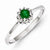 Sterling Silver w/Rhodium Round Emerald & Diamond Ring