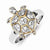 Sterling Silver Center CZ and Flash Gold-Plated Turtle Ring