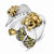 Sterling Silver Toad & Bugs on Satin CZ Leaf Ring
