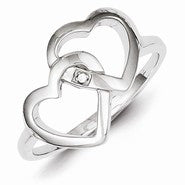 Sterling Silver Diamond accent Intertwined Heart Ring
