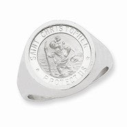 Sterling Silver Men's Saint Christopher Ring