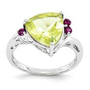 Sterling Silver Lemon Quartz & Rhodolite Garnet Ring